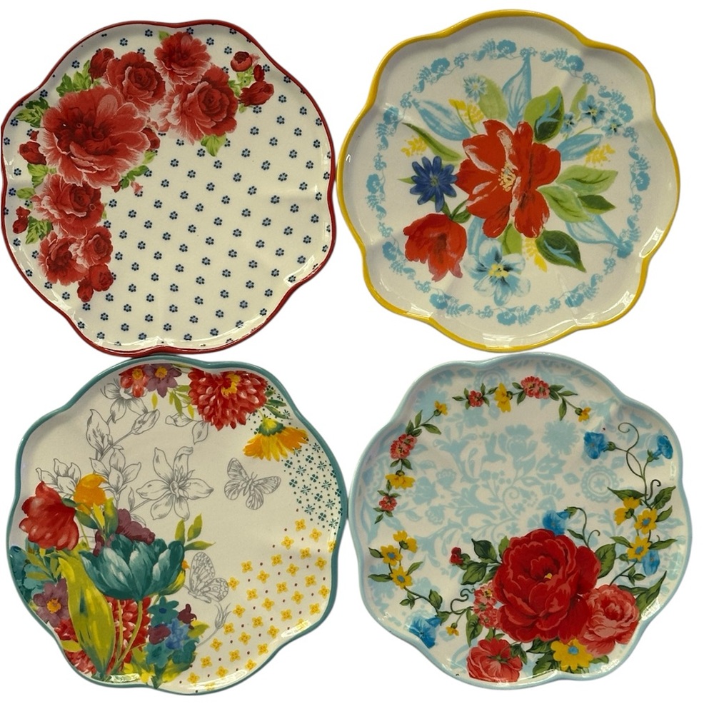 💐Pioneer Woman Floral Medley Appetizer Plates Set of 4